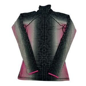 Nike Pro Elite  Hyperwarm 1/2 Zip Pink Black Geometric Running Top Women Sz S
